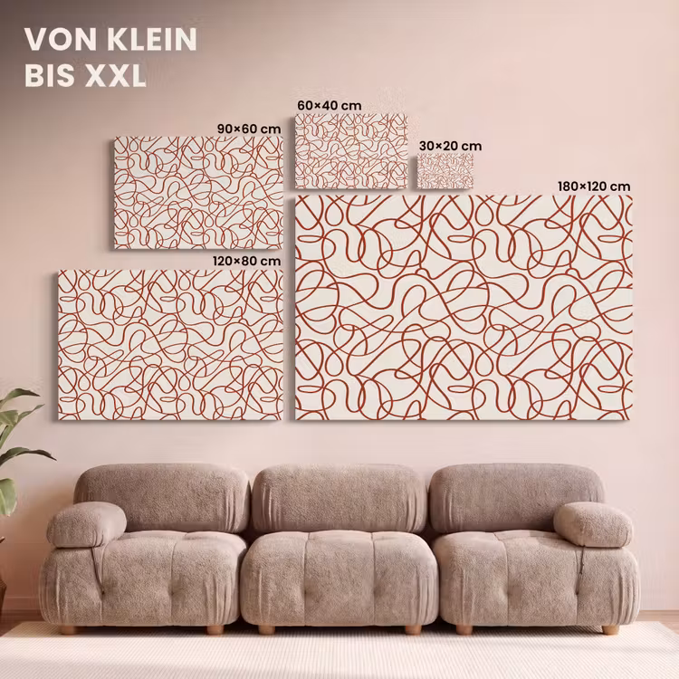 Lijnen - Abstract - Rood - Beige canvas 2cm klein 34 -Xsfeer8_DE