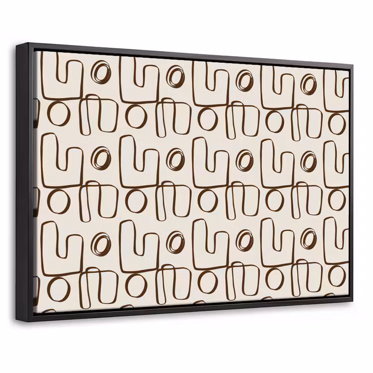 Lijnen - Beige - Patroon - Donkerbruin Canvas met baklijst klein 1125 -threedimensional_3d_global