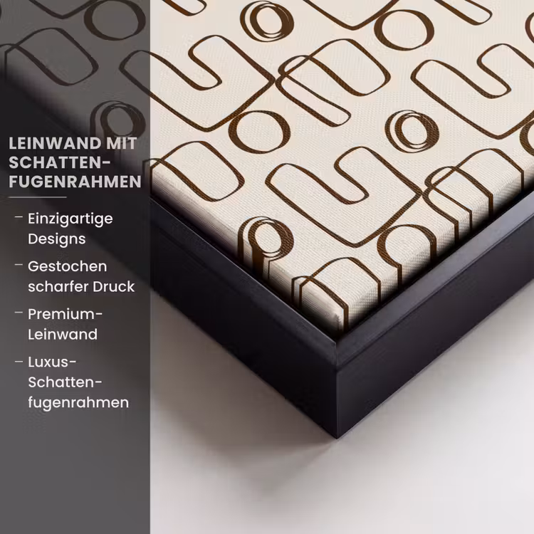 Lijnen - Beige - Patroon - Donkerbruin Canvas met baklijst klein 1125 -uniquesellingpoint_productkenmerken_DE