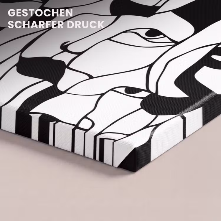 Lijnen - Gezichten - Zwart - Wit canvas 2cm klein 34 -closeup_print_DE