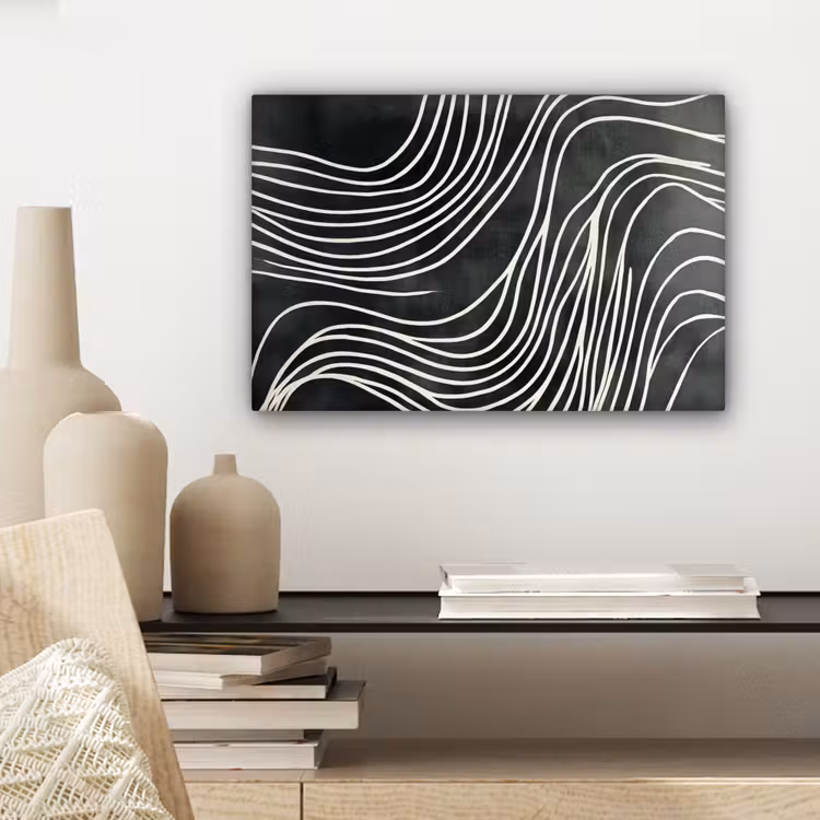 Lijnen - Patroon - Abstract - Wit canvas 2cm klein -closeup_print_DE