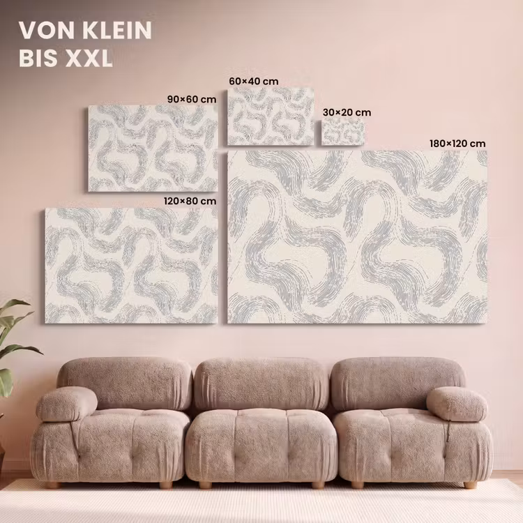 Lijnen - Patroon - Beige - Minimalistisch canvas 2cm klein 34 -Xsfeer8_DE