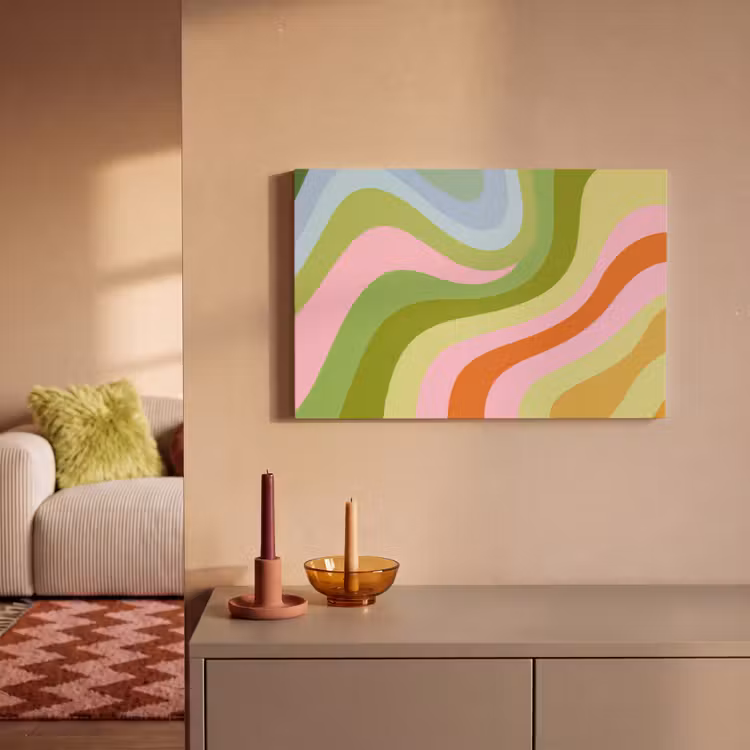 Lijnen - Pasteltinten - Golvend canvas 2cm klein -sfeer1