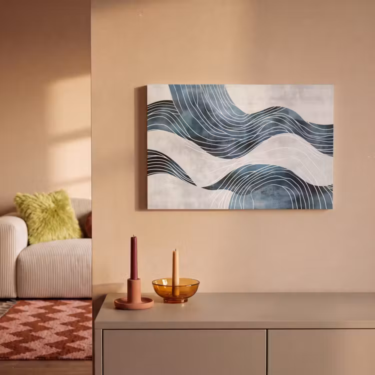 Lijnen - Golven - Abstract - Grijs canvas 2cm klein -sfeer1