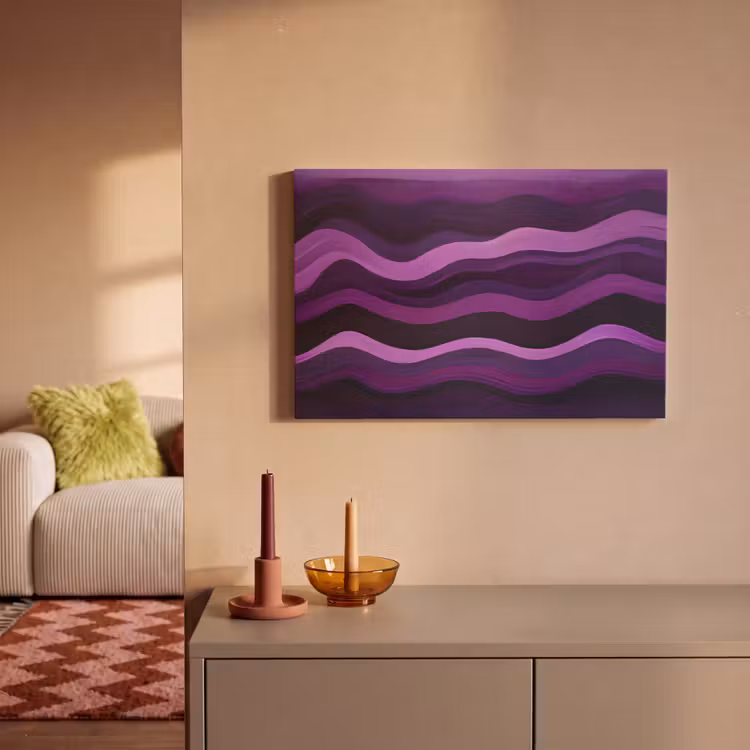 Lijnen - Golven - Paars - Abstract canvas 2cm klein -sfeer1