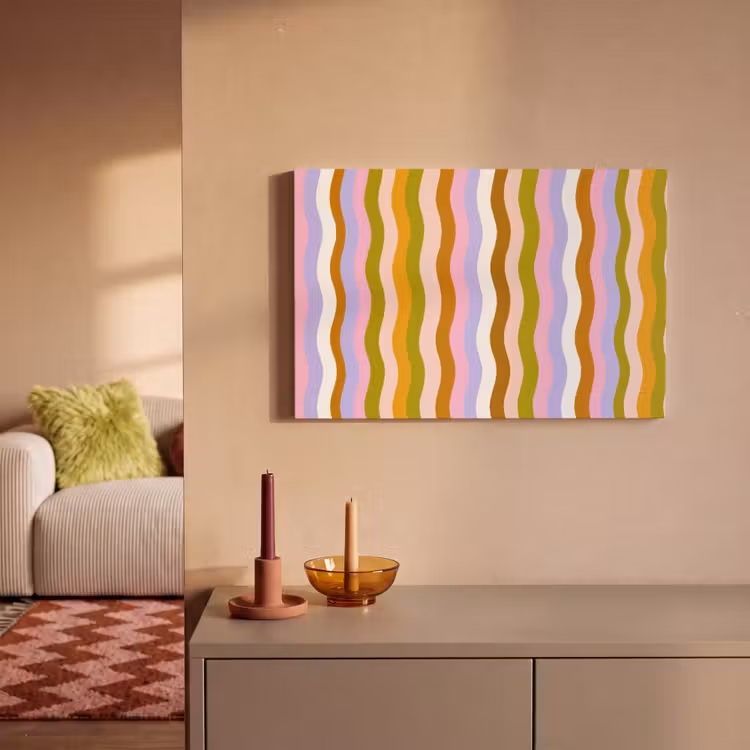 lijnen - Golven - Pastelkleuren - Patroon canvas 2cm klein -sfeer1