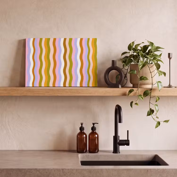 lijnen - Golven - Pastelkleuren - Patroon canvas 2cm klein -sfeer3