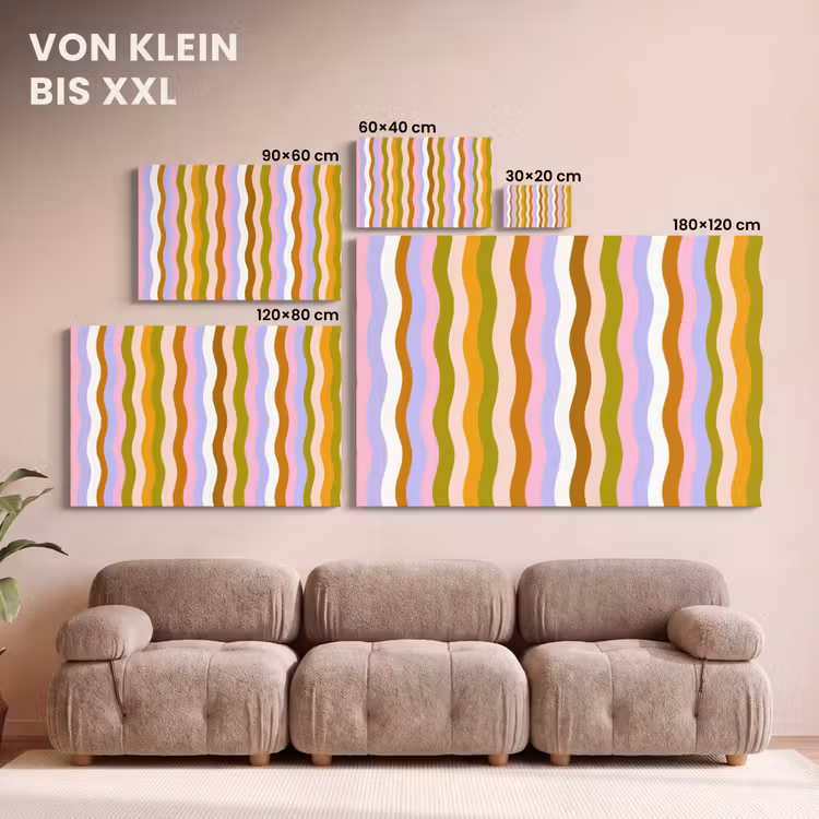 lijnen - Golven - Pastelkleuren - Patroon canvas 2cm klein -Xsfeer8_DE