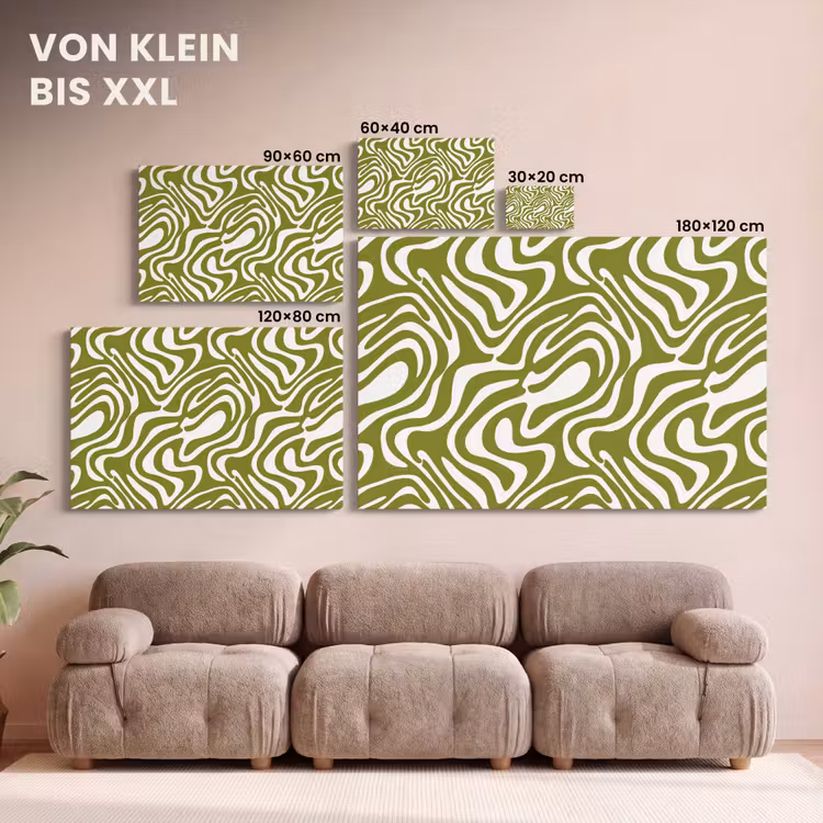 Lijnpatroon - Groen - Organisch canvas 2cm klein 34 -Xsfeer8_DE