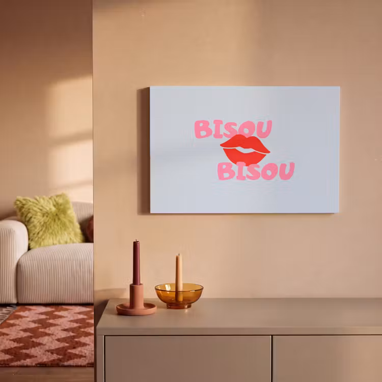 Lippen - Bisou - Blauw canvas 2cm klein -sfeer1