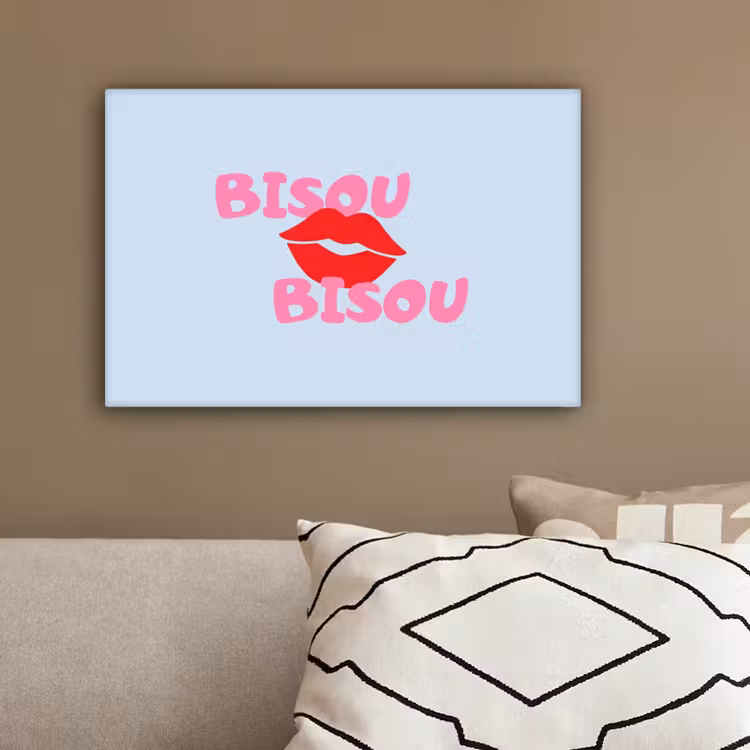Lippen - Bisou - Blauw canvas 2cm klein -sfeer6