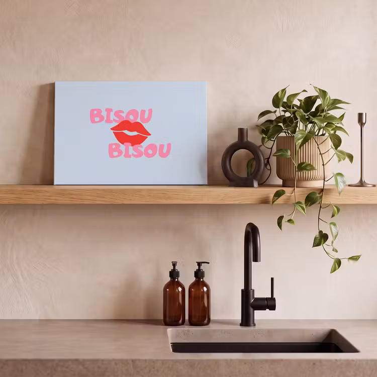 Lippen - Bisou - Blauw canvas 2cm klein -uniquesellingpoint_afwerking-onlywow_DE