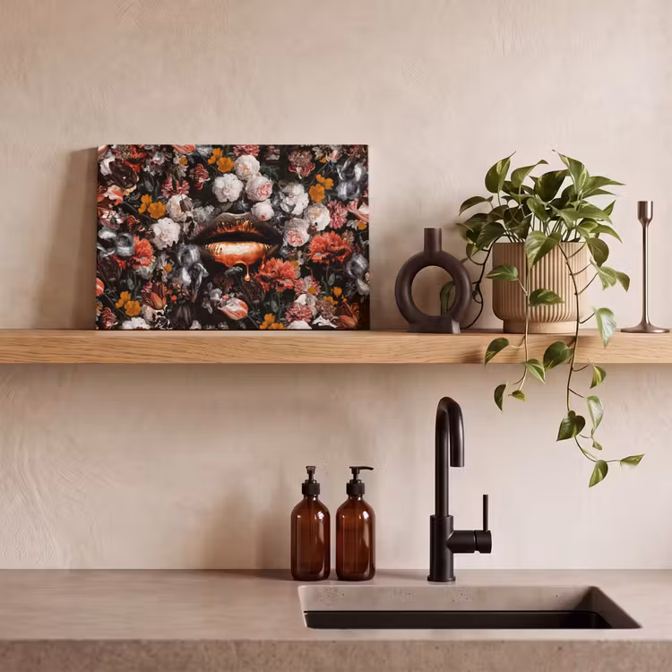 Lippen - Bloemen - Verf - Oranje - Kunst - Abstract - Oude meesters canvas 2cm klein -sfeer3