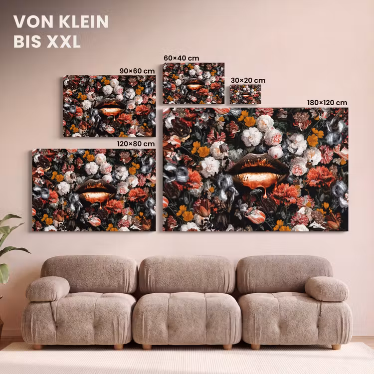 Lippen - Bloemen - Verf - Oranje - Kunst - Abstract - Oude meesters canvas 2cm klein -Xsfeer8_DE