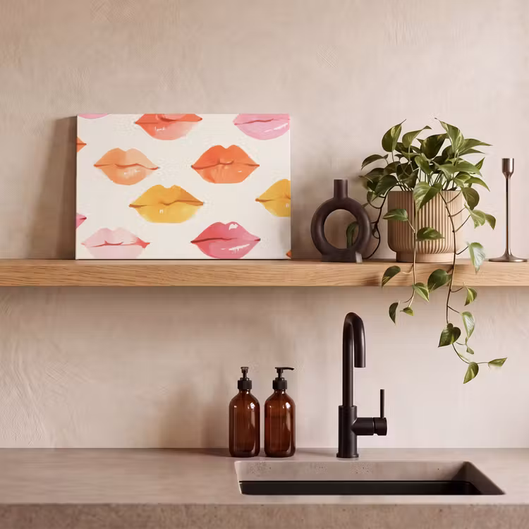 Lippen - Kleurrijk - Glanzend canvas 2cm klein -sfeer3
