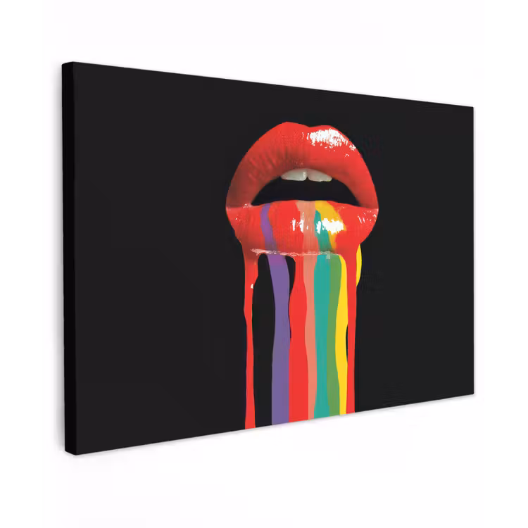 Lippen - Kleuren - Zwart canvas 2cm klein -z3d