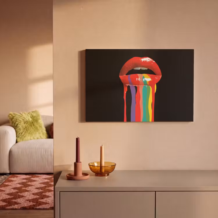 Lippen - Kleuren - Zwart canvas 2cm klein -sfeer1