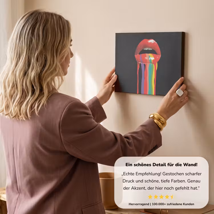 Lippen - Kleuren - Zwart canvas 2cm klein -sfeer3
