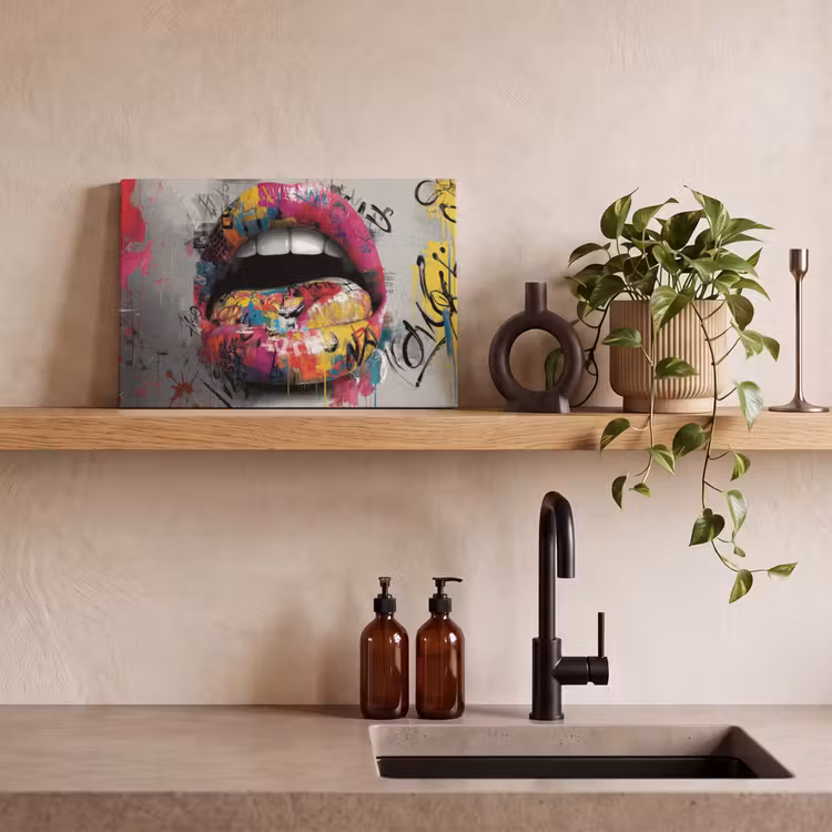 Lippen - Graffiti - Expressief canvas 2cm klein -sfeer3