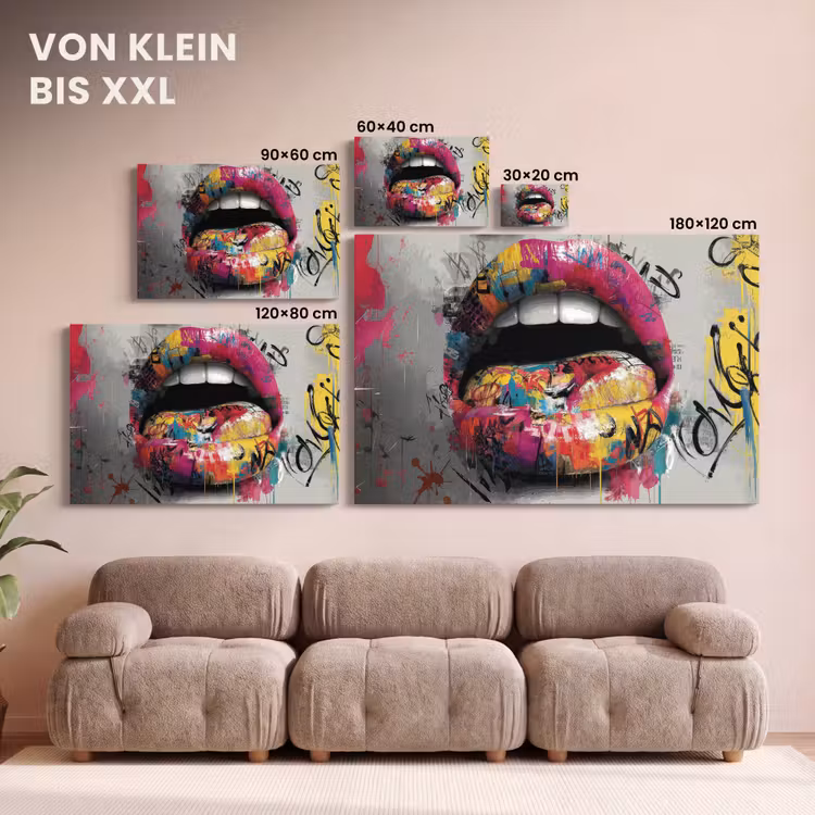 Lippen - Graffiti - Expressief canvas 2cm klein -Xsfeer8_DE
