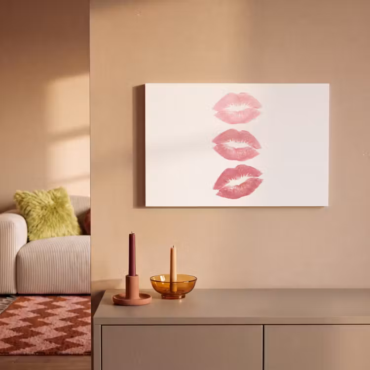 Lippen - Kusafdruk - Roze - Modern - Abstract canvas 2cm klein -sfeer1