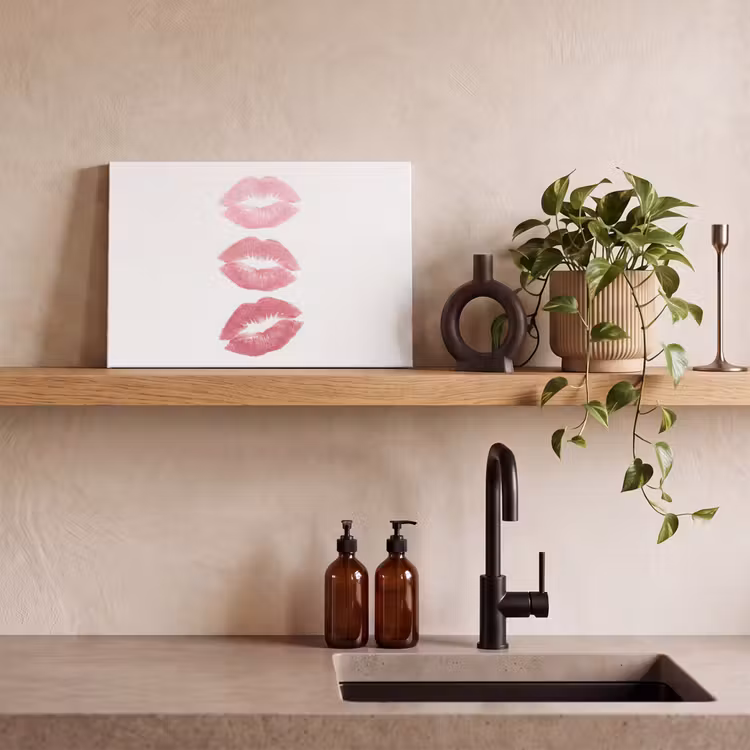 Lippen - Kusafdruk - Roze - Modern - Abstract canvas 2cm klein -sfeer3