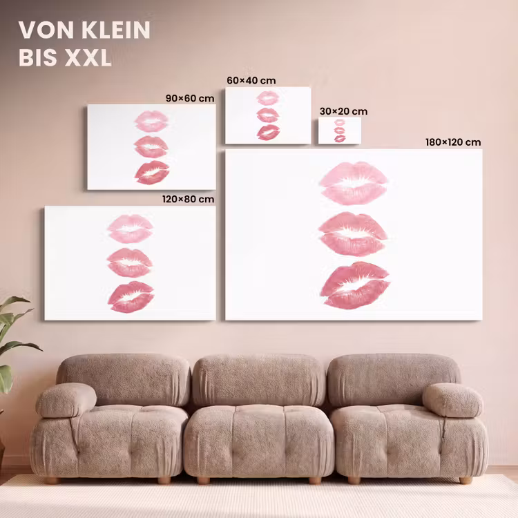 Lippen - Kusafdruk - Roze - Modern - Abstract canvas 2cm klein -Xsfeer8_DE