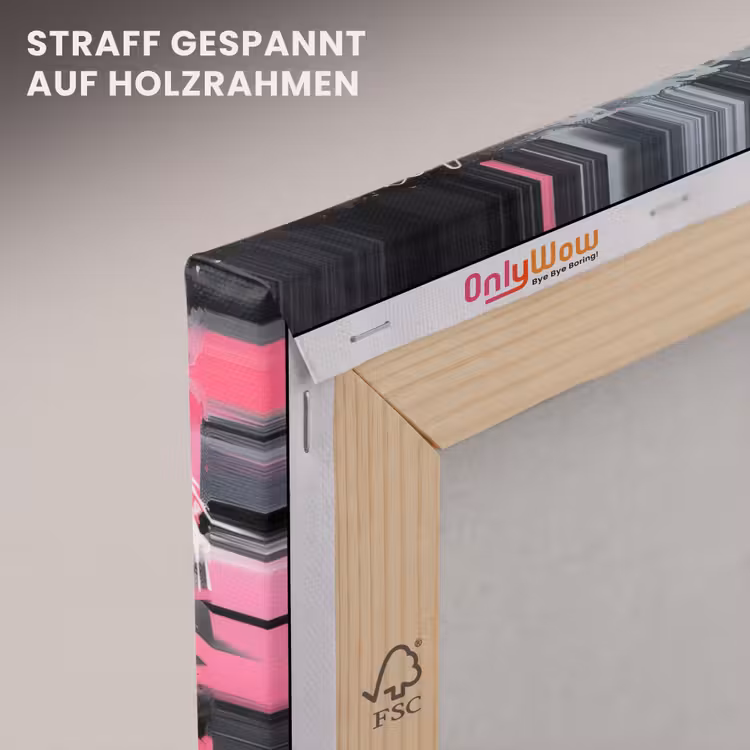 Lippen - Felroze - Graffiti - Verfstrepen canvas 2cm klein -uniquesellingpoint_afwerking-onlywow_DE
