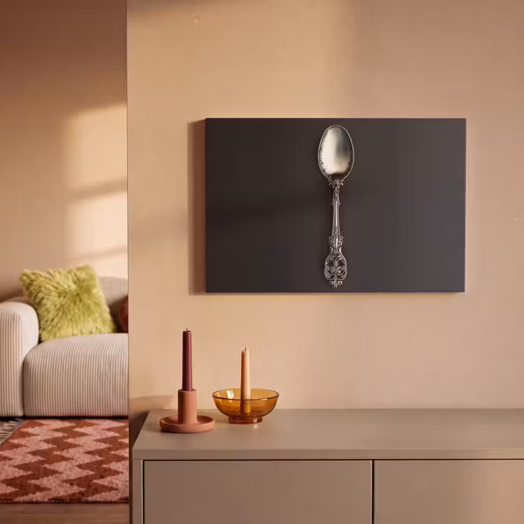 Lepel - Zilver - Metaal canvas 2cm klein -sfeer1