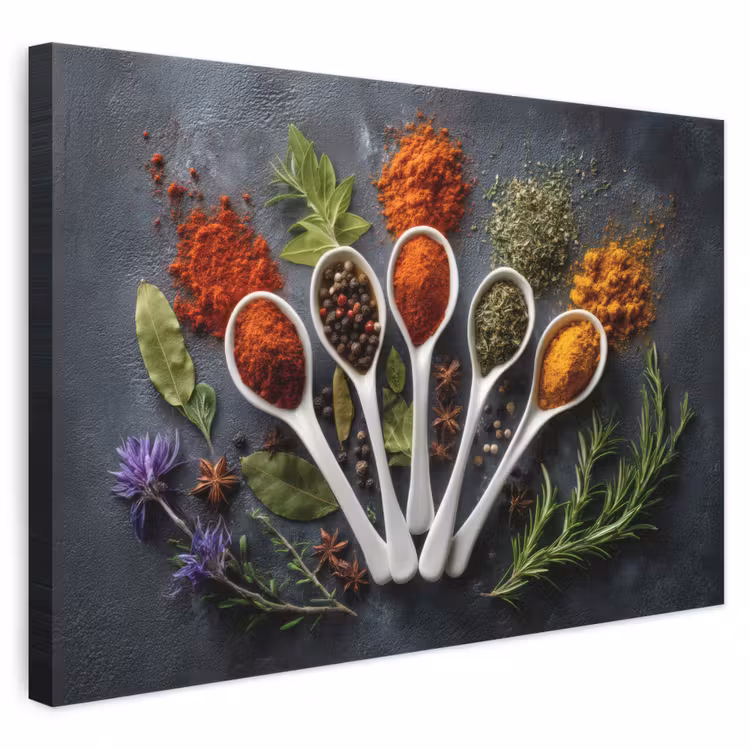 Lepels - Wit - Poeder - Kruiden canvas 2cm klein -3d