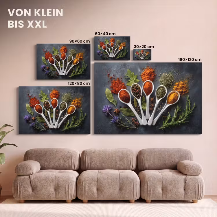 Lepels - Wit - Poeder - Kruiden canvas 2cm klein -Xsfeer8_DE