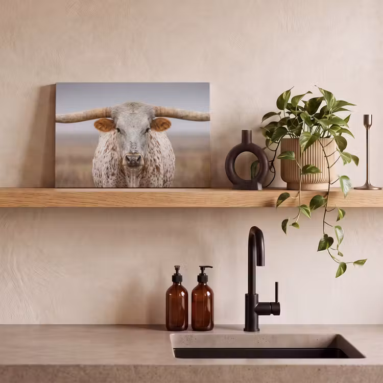 Longhorn - Grasveld - Dier canvas 2cm klein -sfeer6