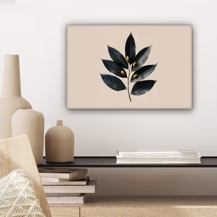 Laurierbladeren - Bloemknoppen - subtiel canvas 2cm klein -closeup_print_DE