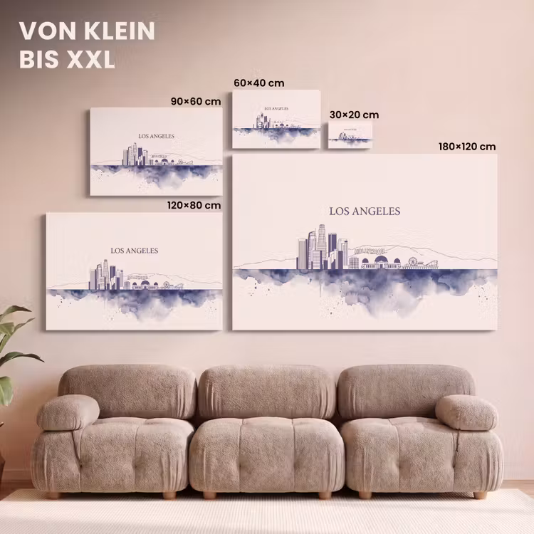 Los Angeles - Skyline - Architectuur - Aquarel - Blauw canvas 2cm klein -Xsfeer8_DE