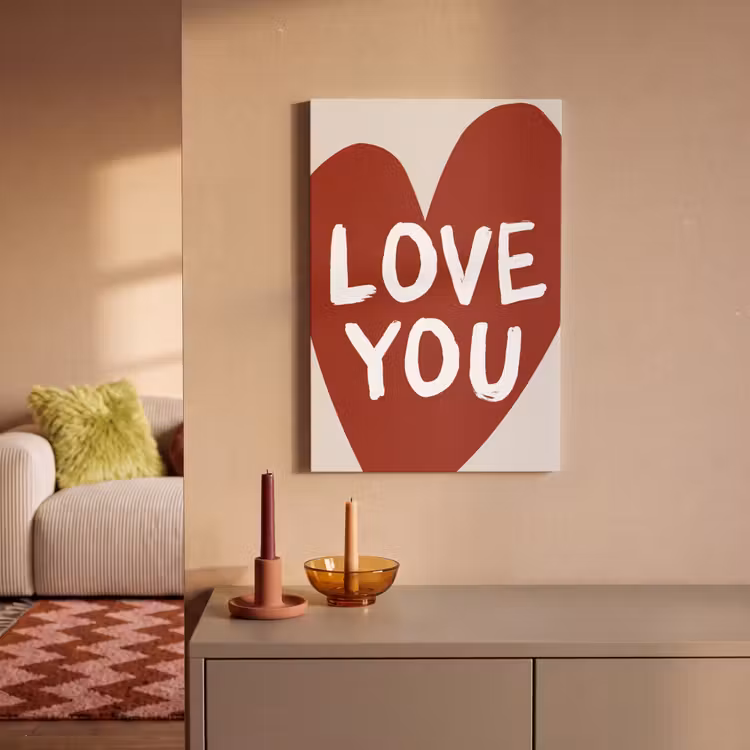 Loveyou - Hart - Rood canvas 2cm klein -sfeer1