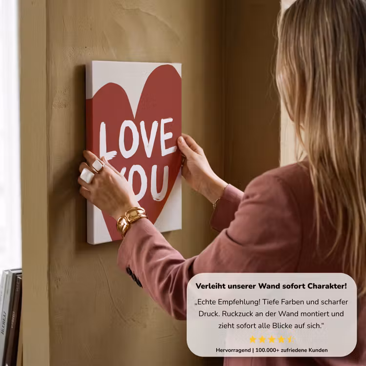 Loveyou - Hart - Rood canvas 2cm klein -Xsfeer7_DE