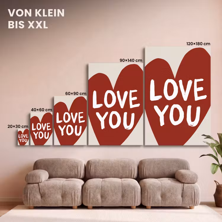 Loveyou - Hart - Rood canvas 2cm klein -Xsfeer8_DE