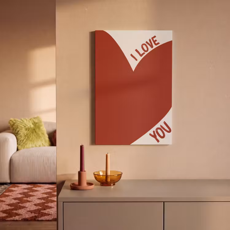 Loveyou - Rood - Hart canvas 2cm klein -sfeer1