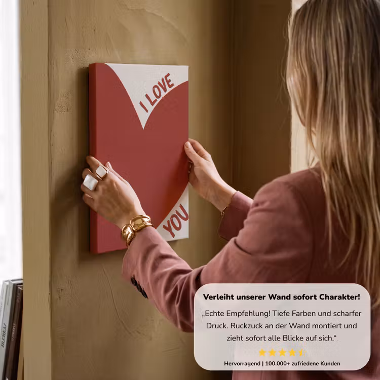 Loveyou - Rood - Hart canvas 2cm klein -sfeer3