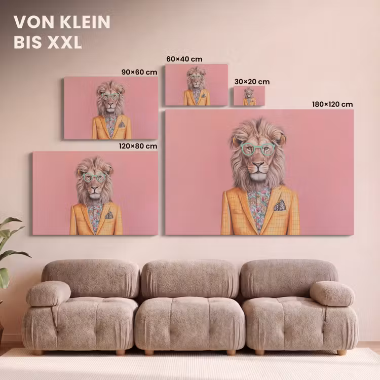 Leeuw - Pak - Geruit - Bril canvas 2cm klein -Xsfeer8_DE