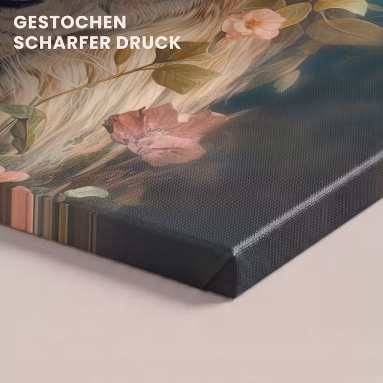 Leeuw - Leeuwenkop - Wilde dieren - Bloemen canvas 2cm klein -uniquesellingpoint_afwerking-onlywow_DE