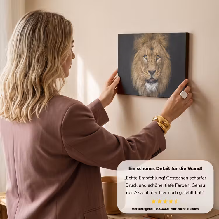Leeuw - Portret - Zwart - Dieren canvas 2cm klein -Xsfeer7_DE