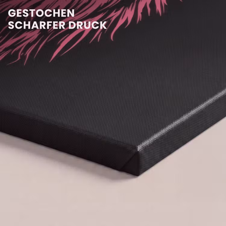 Leeuw - Zwart - Roze - Neon canvas 2cm klein -closeup_print_DE