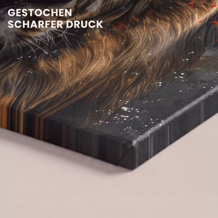Leeuw - Dieren - Portret - Zwart - Luxe canvas 2cm klein -closeup_print_DE