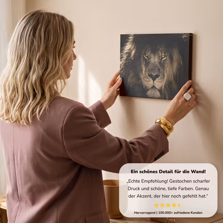 Leeuw - Dieren - Zwart - Portret canvas 2cm klein -Xsfeer7_DE