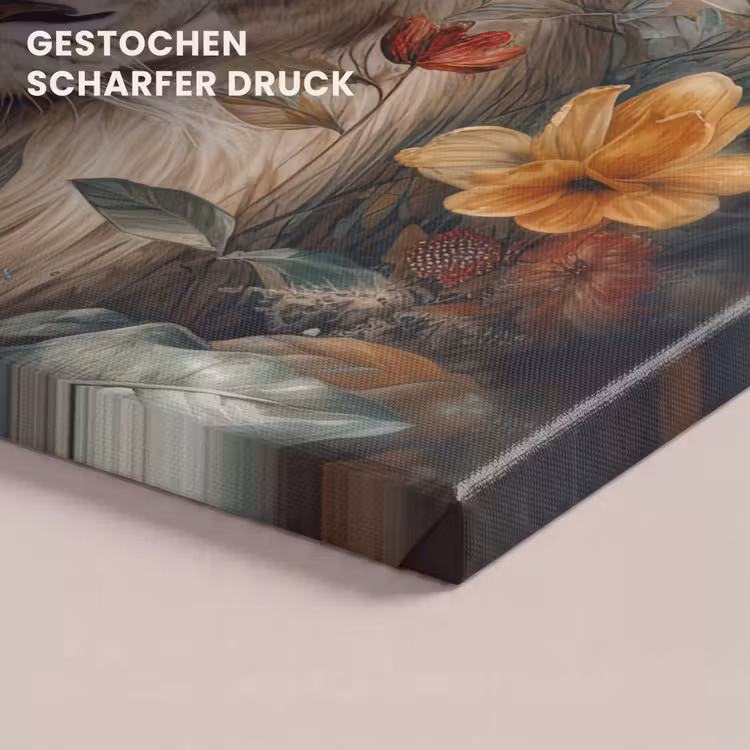 Leeuw - Wilde dieren - Planten - Natuur - Bloemen canvas 2cm klein -closeup_print_DE