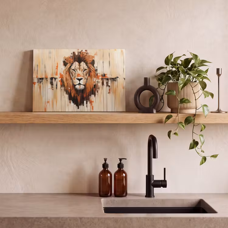 Leeuwenkop - Lijnen - Crème canvas 2cm klein -sfeer3