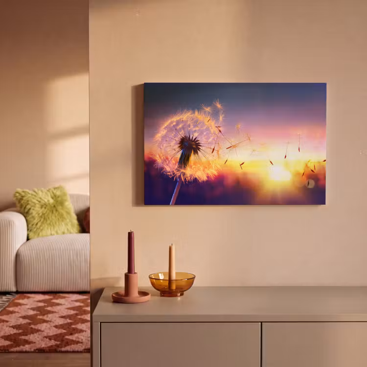 Paardenbloem - Bloemen - Zonsondergang - Horizon - Nacht canvas 2cm klein -sfeer1