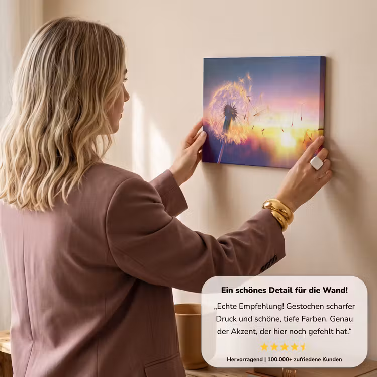Paardenbloem - Bloemen - Zonsondergang - Horizon - Nacht canvas 2cm klein -sfeer3