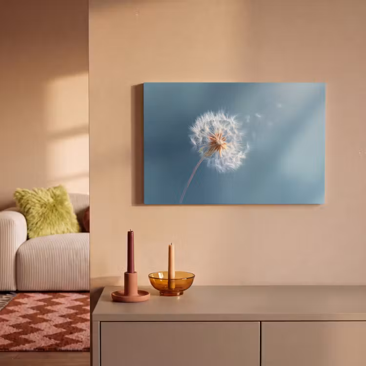 Paardenbloem - Wind - Blauw canvas 2cm klein -sfeer1